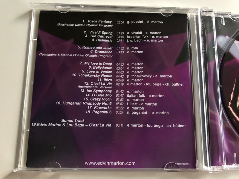 Edvin Marton & Monte Carlo Orchestra / Stradivarius / Tosca Fantasy, Vivaldi Spring, Romeo and Juliet, My love is Deep, Ibiza, O Sole Mio, Hungarian Rhapsody No.6 / Audio CD 2006 / Bross music (5999882983011)