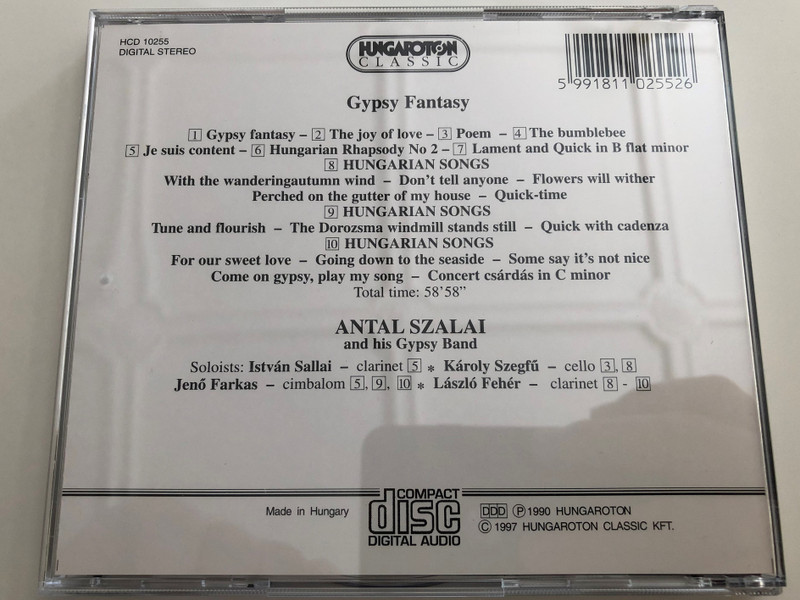 Gypsy Fantasy - Cigányfantázia / Antal Szalai and his Gypsy band / Hungaroton Classic Audio CD 1997 / HCD 10255 (5991811025526)