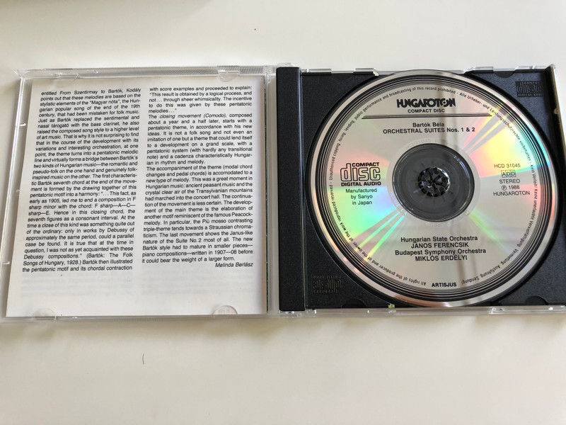 Bartók Béla - Orchestral Suites Nos. 1 & 2 / Hungarian State Orchestra / Conducted by János Ferencsik / Budapest Symphony Orchestra / Conducted by Miklós Erdélyi / HCD 31045 / Audio CD 1988 (HCD31045)