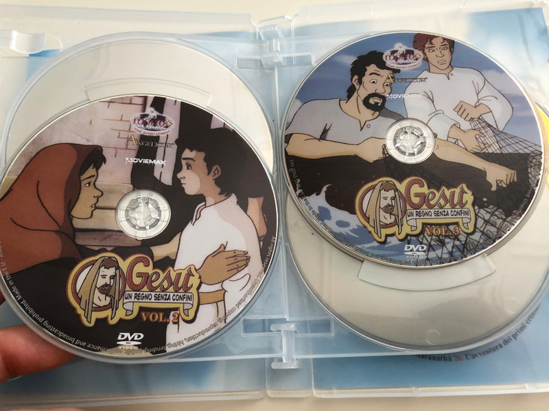 Gesú - Un regno senza confini (1998) 5 DVD SET Jesus - A kingdom without borders / Directed by: Jung Soo Yong / Italian Cartoon Series / Full version - Versione integrale / Bonus DVD "Nel nome di Gesú" - In the name of Jesus (8015948305478)
