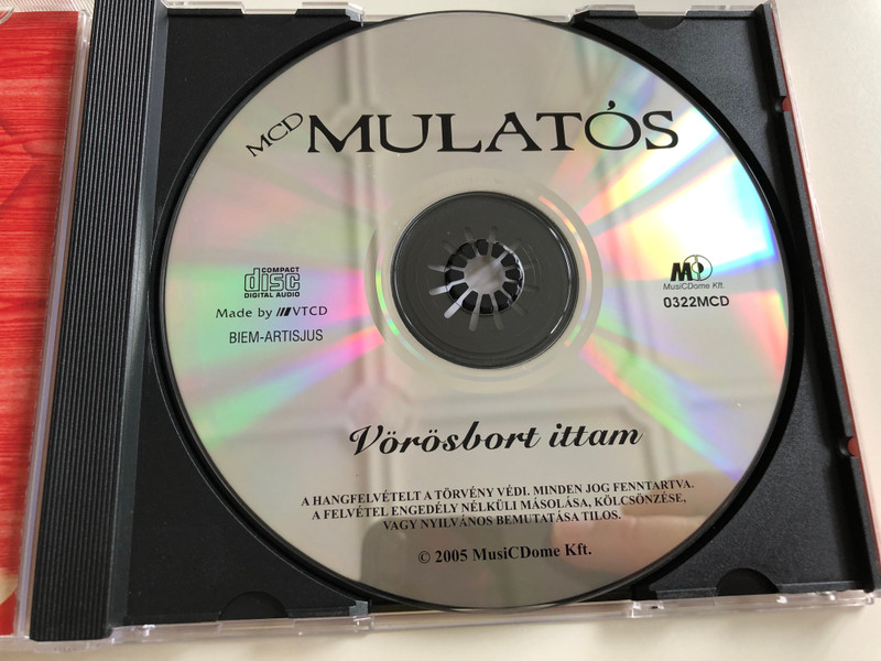 Mulatós - Vöröbort ittam / Sej, ha akácfa, Macskajaj, Cikk-Cak, Sárgul már a kukorica szár / Audio CD 2005 / MusicDome 0322 MCD (5998175162041)