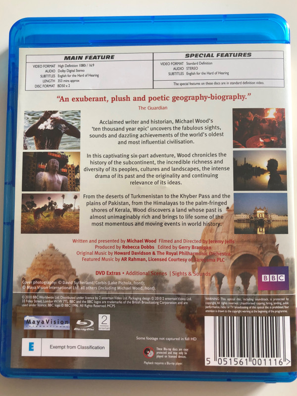 The Story of India with Michael Wood / Bluray 2 DISC SET / Directed by Jeremy Jeffs / A Visual feast packed with extraordinary information / BBC (5051561001116)