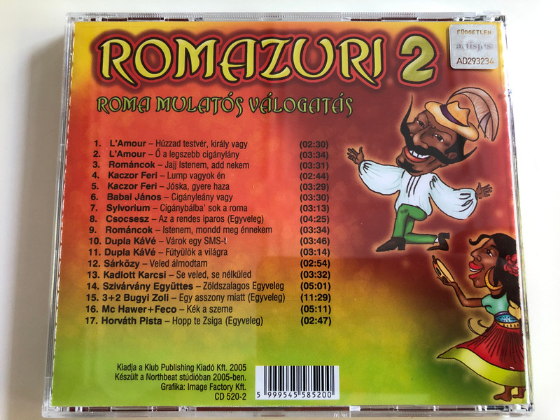 Romazuri 2 - Roma Mulatós Válogatás / Dupla kávé, 3+2, MC hawer, Horváth Pista, Szivárvány együttes, Sárközy, Sylvorium / Audio CD 2005 / CD 520-2 (5999545585200)