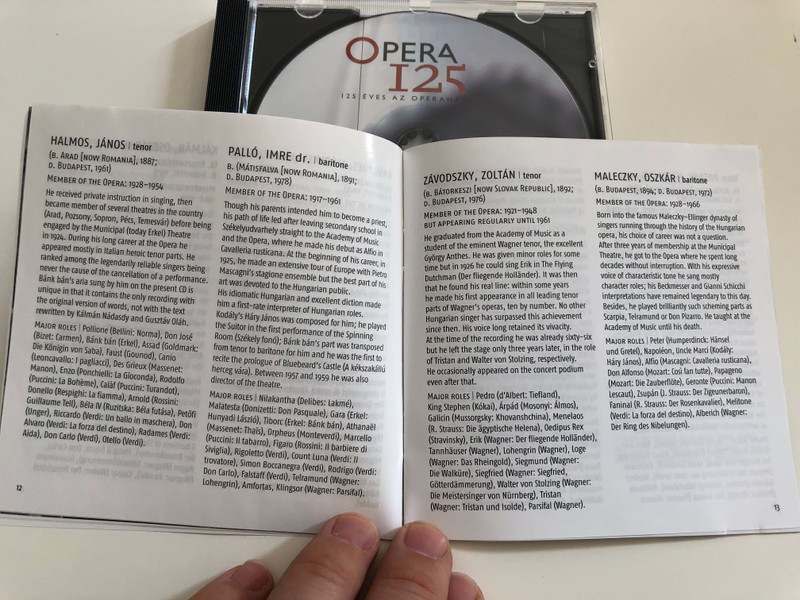 Opera 125 / 125 éves az Operaház / 125 Years of the Hungarian Opera House (1884 - 2009) /Stars of the Hungarian Opera / Az Operaház csillagai Vol. 1/4 / Hungaroton Classic HCD 32661 / Audio CD 2009 