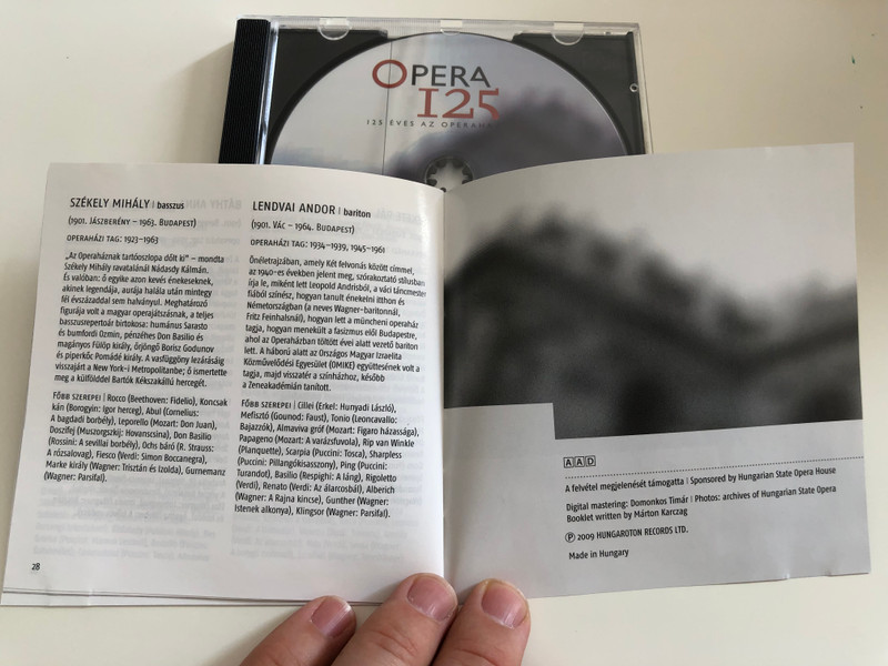 Opera 125 / 125 éves az Operaház / 125 Years of the Hungarian Opera House (1884 - 2009) /Stars of the Hungarian Opera / Az Operaház csillagai Vol. 1/4 / Hungaroton Classic HCD 32661 / Audio CD 2009 