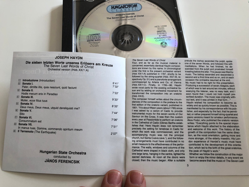 Haydn - The Seven Last Words of Christ / Orchestral Version - Hungarian State Orchestra / Conducted by János Ferencsik / Hungaroton HCD 12358 / Audio CD 1995 (HCD12358)