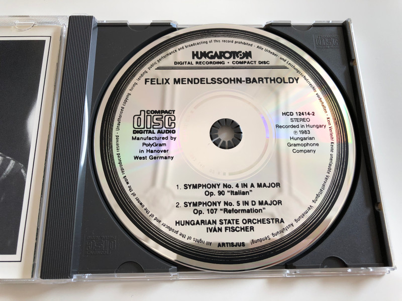 Mendelssohn - Symphony No. 4 "Italian", Symphony No. 5 "Reformation" / Hungarian State Orchestra / Conducted by Iván Fischer / Hungaroton Audio CD 1983 / HCD 12414-2 (HCD12414-2)