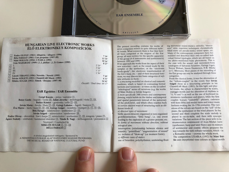 Hungarian Live Electronic Works / Olsvay, Faragó, Hollós, Madarász - Tihanyi, Szigeti, Sugár / Ear Ensemble / Hungaroton Classic / Audio CD 2000 / HCD 31868 (5991813186829)
