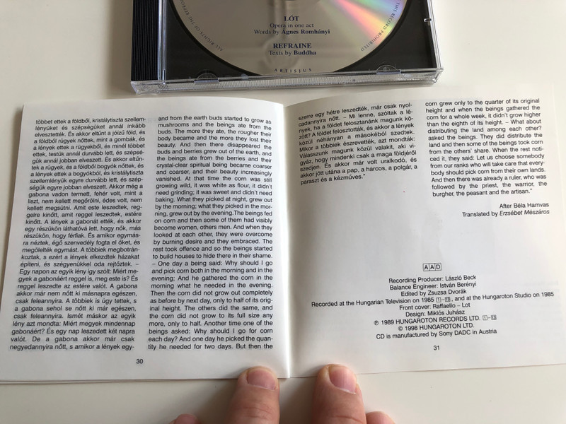 Iván Madarász: Lót / Opera in one act / Refrain - Solo Cantata / Hungaroton Classic HCD 31819 / Audio CD 1998 / Words by Ágnes Romhányi (5991813181923)