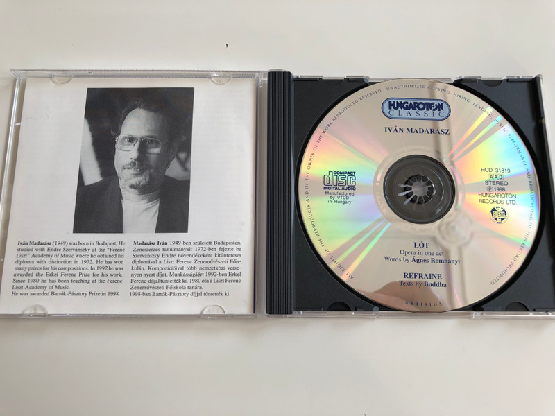Iván Madarász: Lót / Opera in one act / Refrain - Solo Cantata / Hungaroton Classic HCD 31819 / Audio CD 1998 / Words by Ágnes Romhányi (5991813181923)