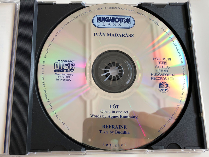 Iván Madarász: Lót / Opera in one act / Refrain - Solo Cantata / Hungaroton Classic HCD 31819 / Audio CD 1998 / Words by Ágnes Romhányi (5991813181923)