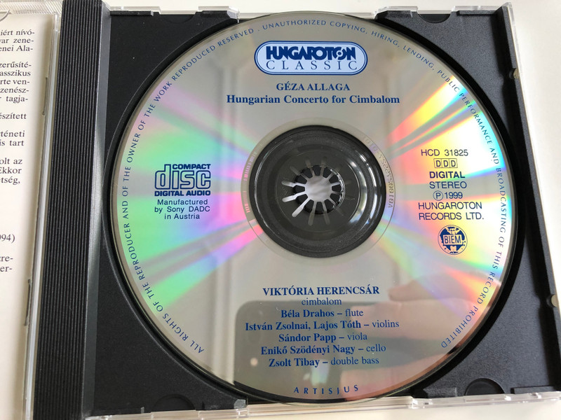 Géza Allaga - Hugnarian Concerto / Viktória Herencsár, Hungarian Hammered Dulcimer / Hungaroton / HCD 31825 / Audio CD 1999 (5991813182524)