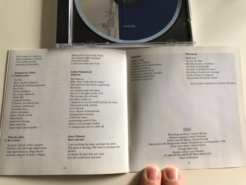 Bánk Sáry - Timebells / Hungaroton Audio CD 2006 / HCD 32435 (5991813243522)