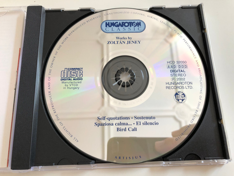 Zoltán Jeney - Self-Quotations, Sostenuto, Spaziosa Calma, El Silencio, Bird Call / Hungaroton Classic Audio CD 2002 / HCD 32050 (5991813205025)