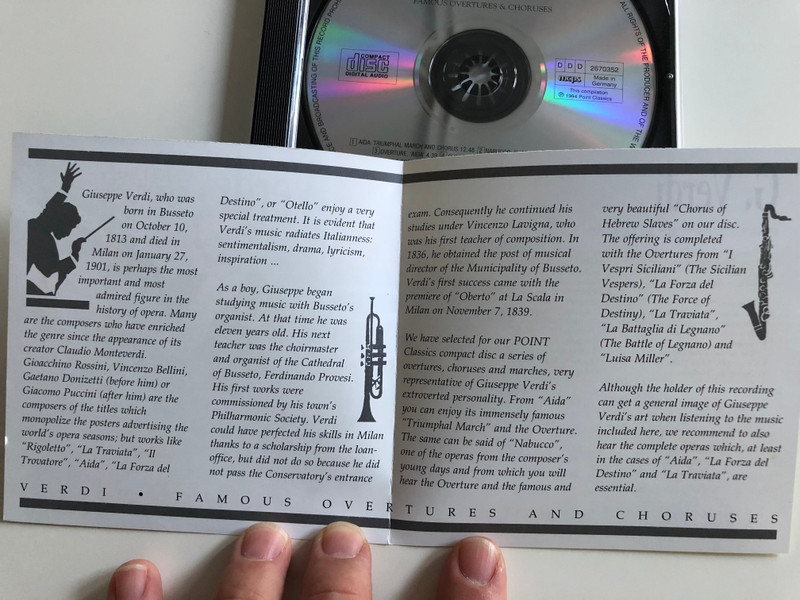 Verdi - Famous Overtures & Choruses / Radio Symphony Orchestra and Choir Ljubljana / Conducted by Marko Munih / Philharmonica Slavonica / Conducted by Henry Adolph / Point Classics Audio CD 1994 (078736414521)