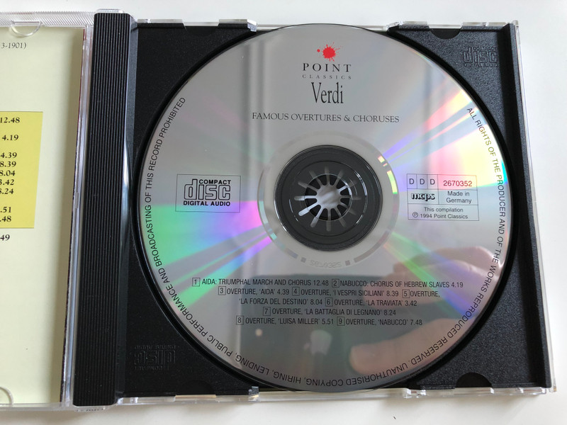 Verdi - Famous Overtures & Choruses / Radio Symphony Orchestra and Choir Ljubljana / Conducted by Marko Munih / Philharmonica Slavonica / Conducted by Henry Adolph / Point Classics Audio CD 1994 (078736414521)