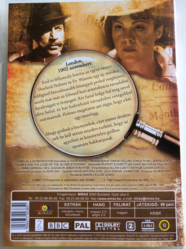 Sherlock Holmes and the Case of the Silver Stocking DVD 1996 Sherlock Holmes és a selyemharisnya esete / Directed by Simon Cellan Jones / Starring: Rupert Everett, Ian Hart, Nicholas Palliser, Anne Carroll, Neil Dudgeon (5996473003851)