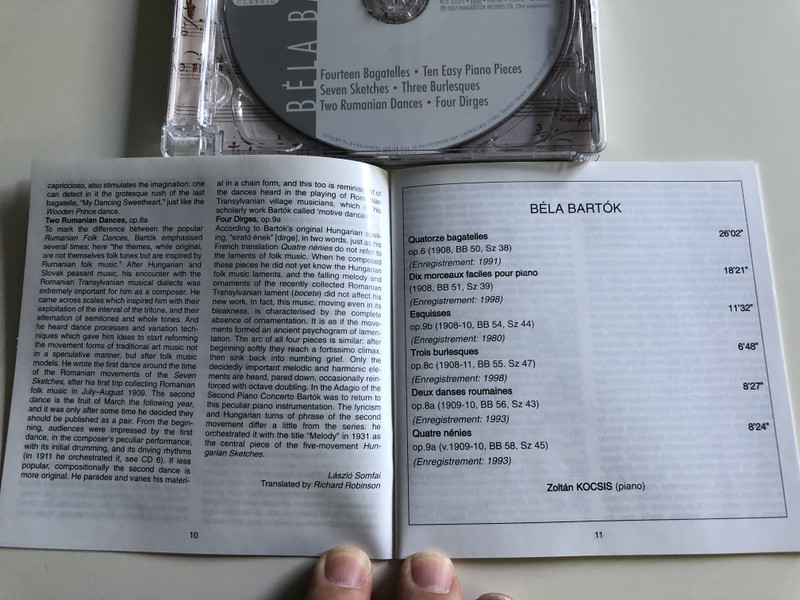 Béla Bartók - Works for Piano Solo (2) / Zoltán Kocsis / Fourteen Bagatelles, Ten easy Piano Pieces, Seven Sketches, Three Burlesques, Two Romanian Dances, Four Dirges / Hungaroton Audio CD 2007 / HCD 32525 (5991813252524)