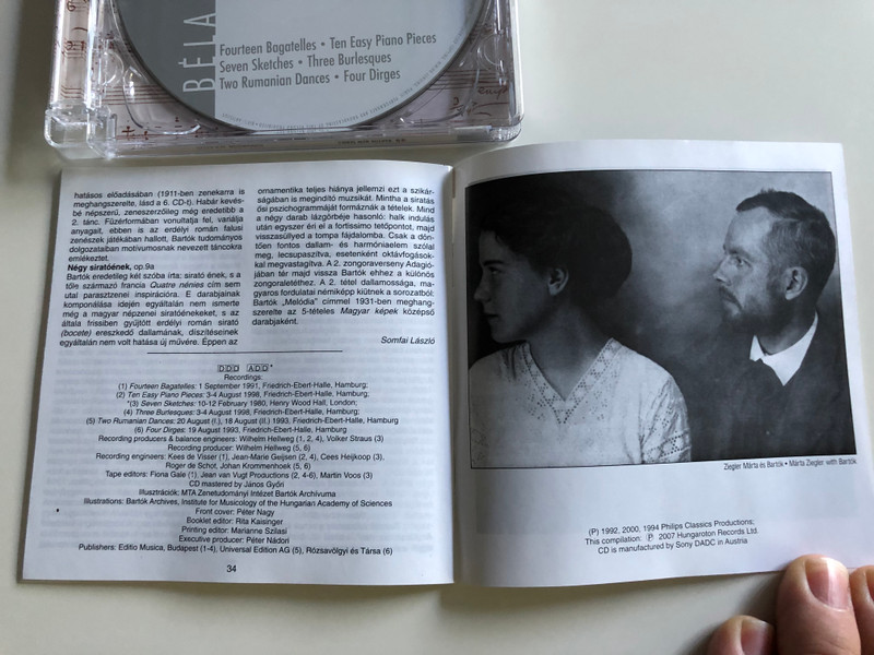Béla Bartók - Works for Piano Solo (2) / Zoltán Kocsis / Fourteen Bagatelles, Ten easy Piano Pieces, Seven Sketches, Three Burlesques, Two Romanian Dances, Four Dirges / Hungaroton Audio CD 2007 / HCD 32525 (5991813252524)
