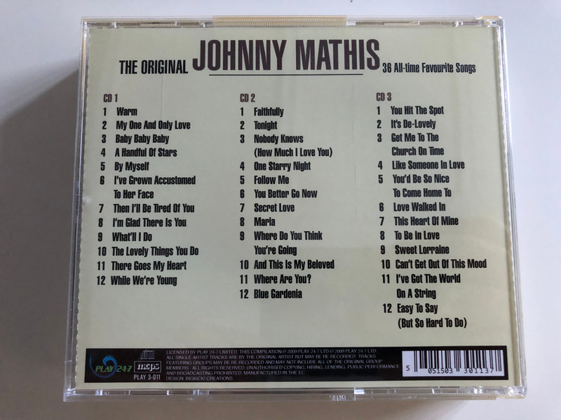 The Original Johnny Mathis / 38 All-time Favourite Songs / 3 CD SET / Original Masters Collections / Play 3-011 (5051503301137)