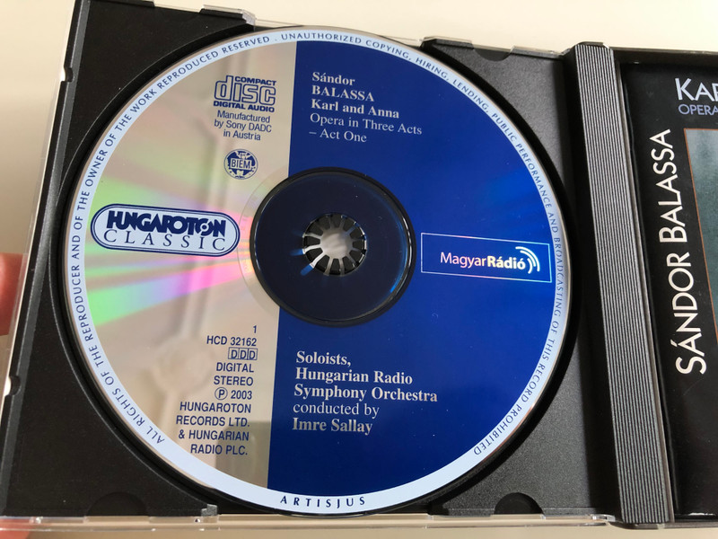 Sándor Balassa - Karl and Anna / Opera in three Acts / HCD 32162-64 / Magyar Rádió / Audio CD 2003 / Hungarian Radio Symphony Orchestra / Conducted by Imre Sallay (5991813216229)