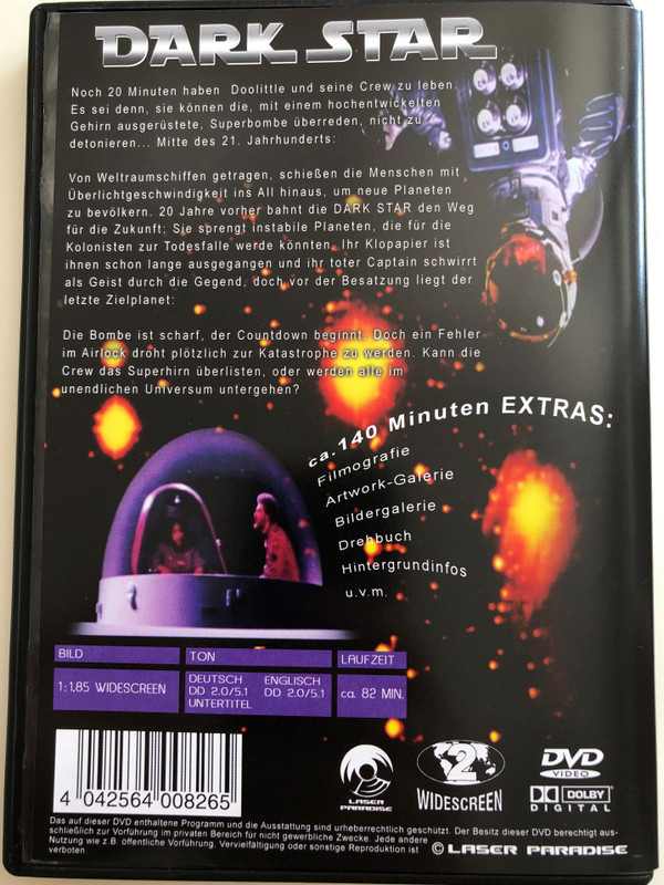 Dark Star 1974 / Directed by John Carpenter / Starring: Dan O'Bannon, Brian Narelle, Cal Kuniholm, Dre Pahich (4042564008265)