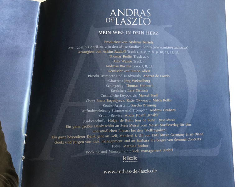 András De László - Mein Weg in dein Herz / Audio CD 2012 / Romantikus slágerek Trombitán, plusz egy varázslatos duett Illényi Katicával (5099943362127)