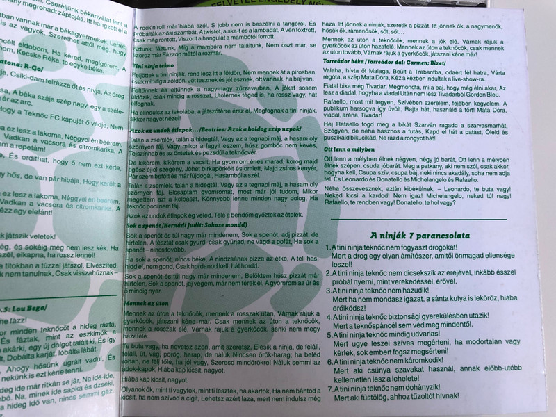 Tini Ninja Teknőcök 1 - Ha sok a spenót / Audio CD 2000 / Hungarian Teenage Mutant Ninja Turtles band / Songs for children (5999525470021)