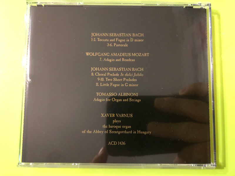 Xaver Varnus / The legendary virtuoso plays the baroque organ of the Szentgotthard abbey in Hungary / Bach, Mozart, Albinoni / Audio CD / ACD 1436