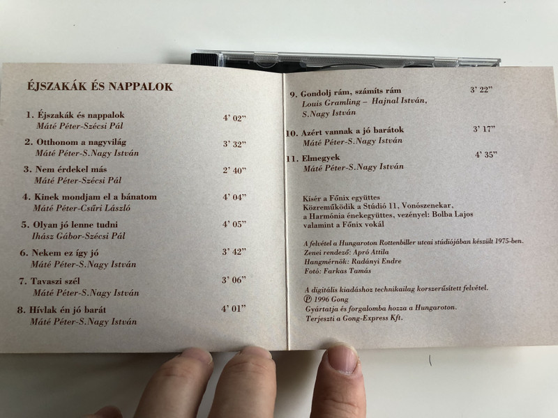 Máté Péter - Éjszakák és Nappalok / Audio CD 1996 / Otthonom a nagyvilág, Nem érdekel más, Tavaszi Szél, Azért vannak a jó barátok / HCD 17497 (5991811749729)