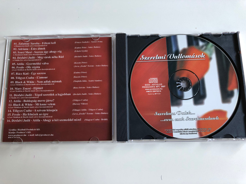 Szerelmi Vallomások / Szerelmes Dalok ... nem csak szerelmeseknek / Audio CD 2007 / Hungarian language love songs / HMCD 20070214 (5999882879162)