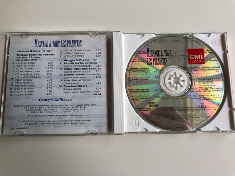 Georges Cziffra - Message á tous les pianistes (Message to All Pianists ) / Emi Classics / Audio CD 1996 (724356616226)