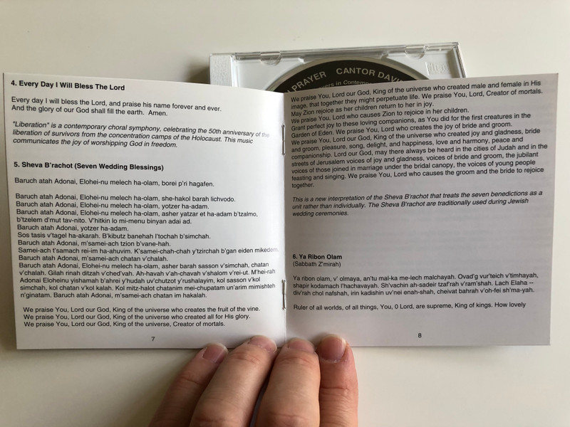 Vision in Prayer - Cantor David Propis / Traditional Prayers in Contemporary settins / Composed by Cantor Meir Finkelstein / Audio CD 1995 (783707708928)