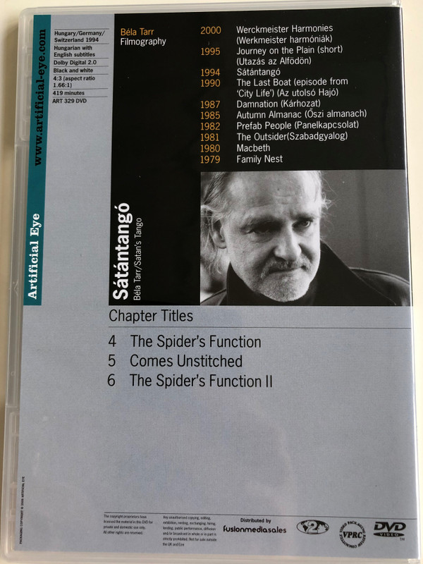 Sátántangó Disc 2. DVD 1994 Satan's Tango / Directed by Béla Tarr / Starring: Mihály Víg, Putyi Horváth, László Lugossy / Chapters 4-6 (SatantangoDVD2)