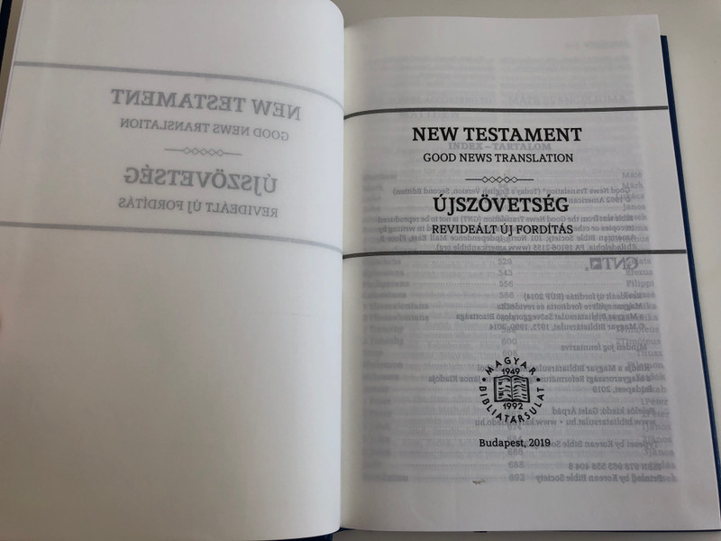 New Testament (Good News Translation) / Újszövetség RÚF / English - Hungarian Bilingual New Testament / Parallel column text / Hardcover / Magyar Bibliatársulat 2019 (9789635584048)