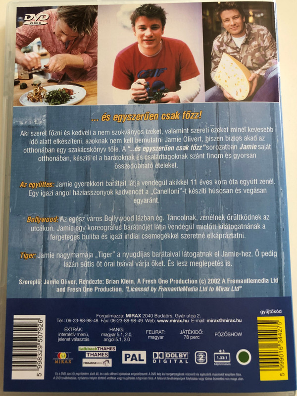 Oliver's Twist DVD 2002 Jamie Oliver vol. 1 / A pucér szakács visszatér / Főzzünk megint egyszerűen! / Directed by Brian Klein / 3 episodes / Cooking with Jamie Oliver (5998329507926)