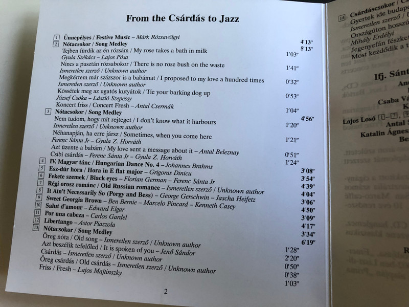 Ferenc Sánta Jr. - From the Csárdás to Jazz / Hungaroton Classic Audio CD 2010 / HCD 10340 (5991811034023)