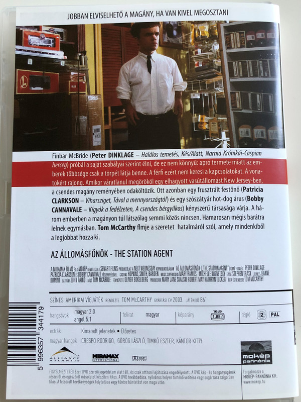 The Station Agent DVD 2003 Az állomásfőnök / Directed by Tom McCarthy / Starring: Peter Dinklage, Patricia Clarkson, Bobby Cannavale, Raven Goodwin, Paul Benjamin, Michelle Williams (5996357344179)