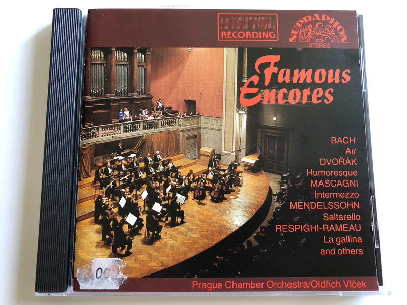 Famous Encores / Bach - Air, Dvorak - Humoreque, Mascagni - Intermezzo, Mendelssohn - Saltarello / Prague Chamber Orchestra / Conducted by Oldrich Vicek / Audio CD 1986 / Supraphon (8596910414621)