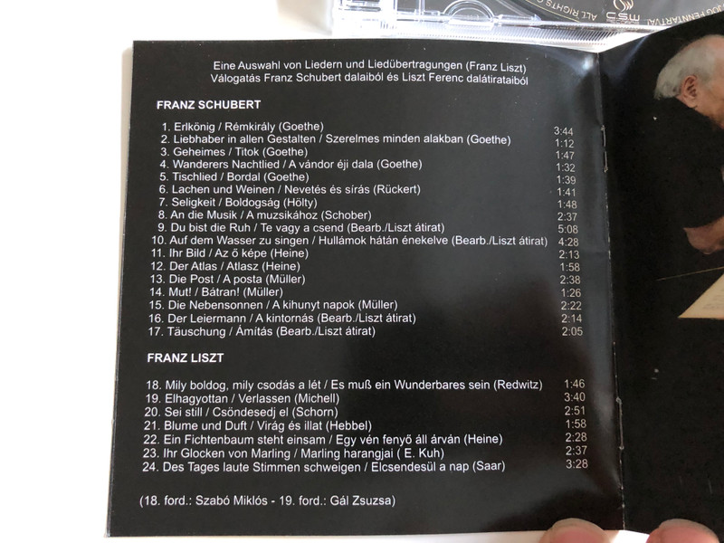 Chess & Piano / Lajos Portisch - Gergely Bogányi / Schubert and Liszt Songs / Audio CD 2008 / CSWCL70-02 (5999883718018)