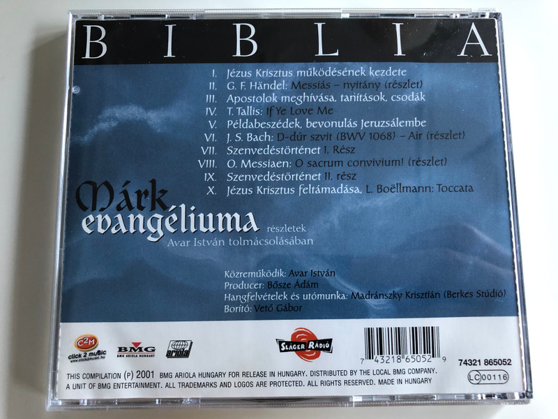 Biblia - Márk evangéliuma (részletek) / Avar István tolmácsolásában / Audio CD / A Magyar KAtolikus Püspöki Konferencia támogatásával / Hungarian Audio Bible - The Gospel according to Mark (excerpts) / Read by Avar István (743218650529)