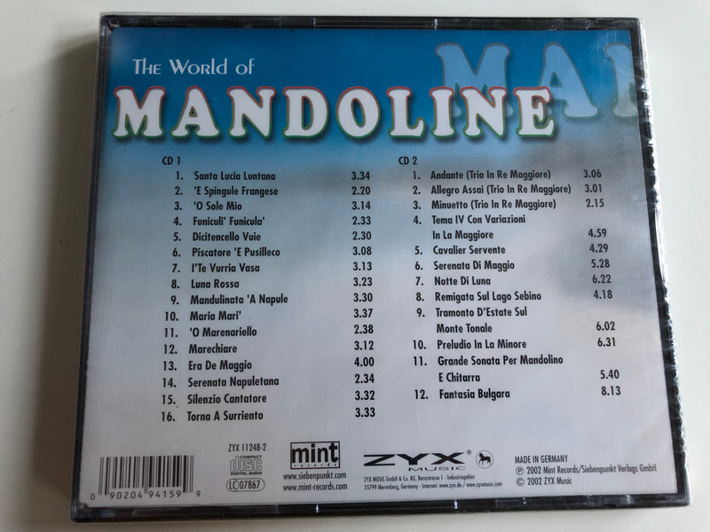 The World of Mandoline 2CD / O Sole Mio, Santa Lucia Luntana, Funiculi' Funicula' and many more / Zyx Music 11248-2 / Audio CD 2002 (090204941599)