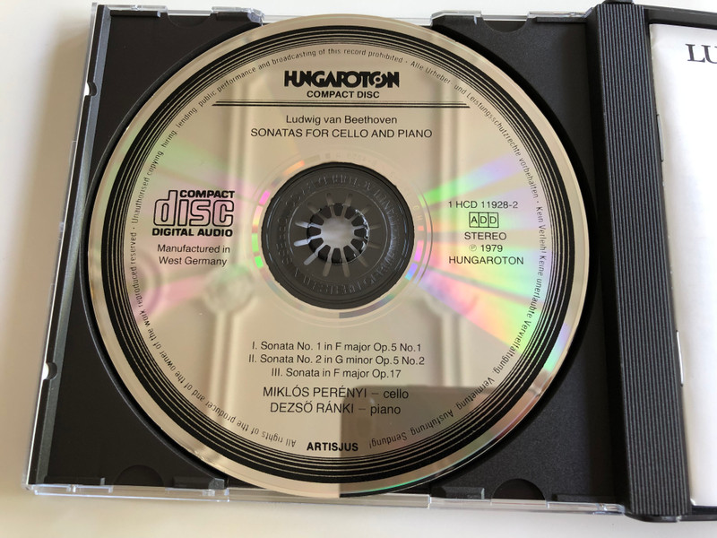 Ludwig van Beethoven - Sonatas for Cello and Piano - Complete / Miklós Perényi cello, Dezső Ránki piano / Hungaroton Audio CD 1979 / HCD 11928-29-2 / 2 CD (HCD11928-29-2)