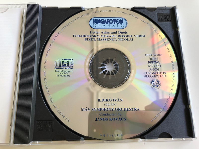  Letter Arias and Duets by Tchaikovsky, Mozart, Rossini, Verdi, Bizet, Massenet, Nicolati / Ildikó Iván soprano / Máv Symphony Orchestra - Conducted by János Kovács / Hungaroton Classic Audio CD 2002 / HCD 32107 (5991813210722)