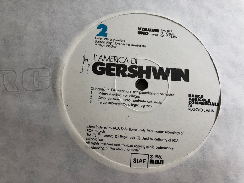  L'America di Gershwin / 2x LP, Stereo / Peter Nero, piano, Boston Pops Orchestra / Conducted by Arthur Fiedler / Leontyne Price, Barbara Webb, Berniece Hall sopranos, RCA Victor Orchestra & Chorus / RCA 1980 (GL42149-60)