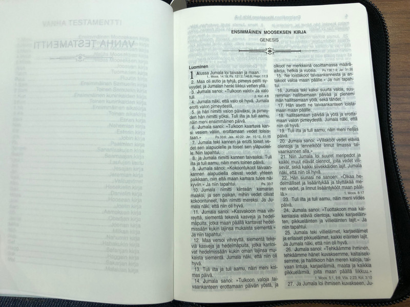 Raamattu / Finnish Language Holy Bible / Jeans Cover with zipper / Piplia - Suomen Pipliaseura 2018 / 5th edition (9789515774514)