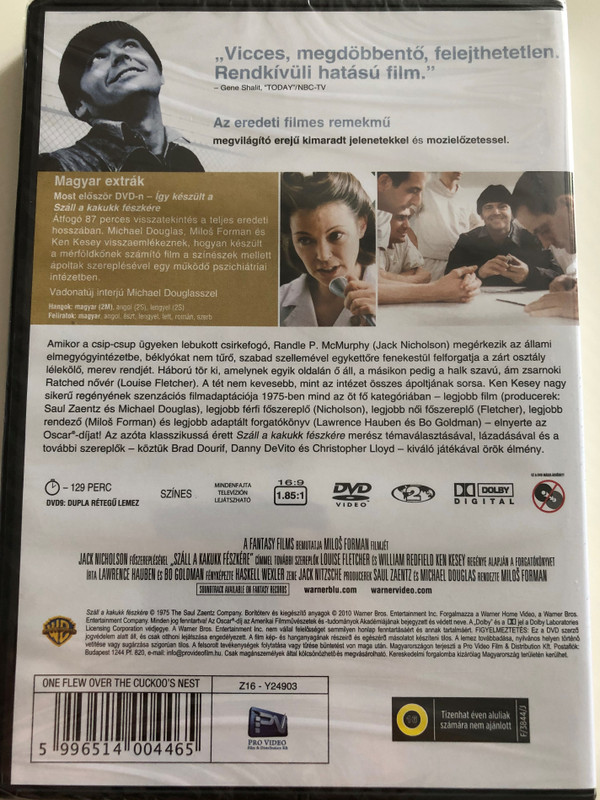 One Flew over the cuckoo's nest DVD 1975 Száll a kakukk fészkére / Directed by Miloš Forman / Starring: Jack Nicholson. Louise Fletcher, William Redfield / 35th Anniversary Edition (5996514004465)