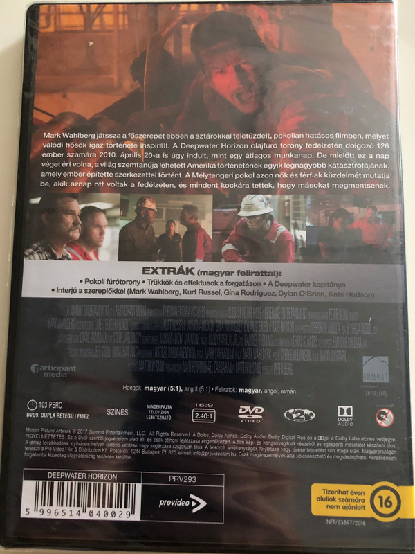 Deepwater Horizon DVD 2016 Mélytengeri Pokol / Based on a true story / Directed by Peter Berg / Starring: Mark Wahlberd, Kurt Russel, John Malkovich, Gina Rodriguez, Dylan O'Brien, Kate Hudson (5996514040029)