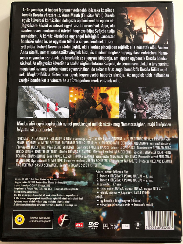 Dresden DVD 2007 Drezda - A Pokol Napjai / Directed by Roland Suso Richter / Starring: John Light, Felicitas Woll, Benjamin Sadler / 2 Disc special edition (5999546332070)