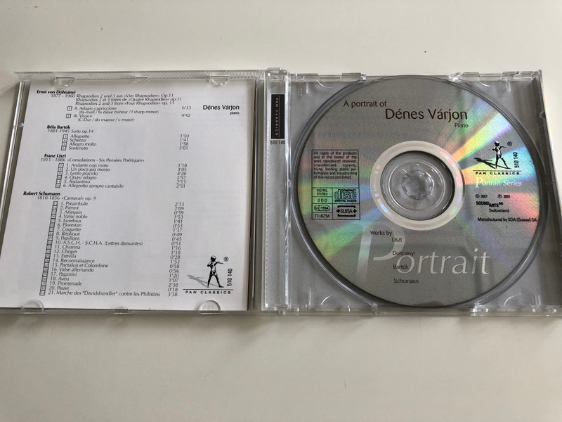 Portrait - Works by Liszt, Dohnányi, Bartók, Schumann / Dénes Várjon piano / In memoriam Géza Anda / Pan Classics 510 140 / Audio CD 2001 (7619990101401)